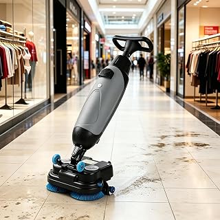 500 W Bodenreinigungsmaschine, 360° Scheuersaugmaschine Professionelle, 45 cm Reinigungsbreite, Doppelwassertank-Design, Für Restaurants, Kantinen, Fabriken Grey