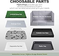 Vista 9 de HQ4US 4LEGS Almohadilla de césped para perros con caja de arena plegable para perros, base de forro extra grande (44 x 34 pulgadas) para balcón, 2