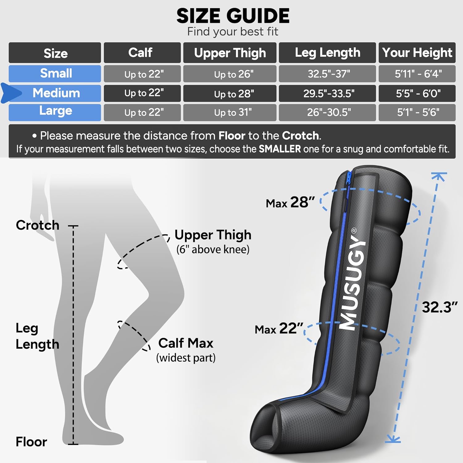 Sequential Leg Compression Massager for Circulation : Full Leg Air Compression Boots for Massage Therapy & Fatigue Relief - 9 Intensity, 6 Modes, 3 Timers for Athletes, Runners, Gym (Medium)