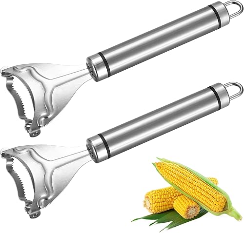 2 piezas de pelador de maíz, pelador de mazorca de maíz de acero inoxidable, pelador de maíz mágico para maíz en la mazorca, herramienta para pelar