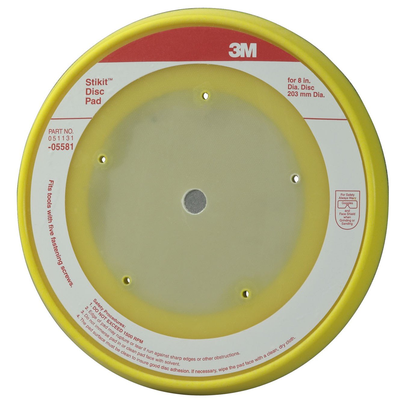 3M™ Stikit™ Abrasive Disc Back-up Pad 05581, Dust Free, 8 in, 1/Case