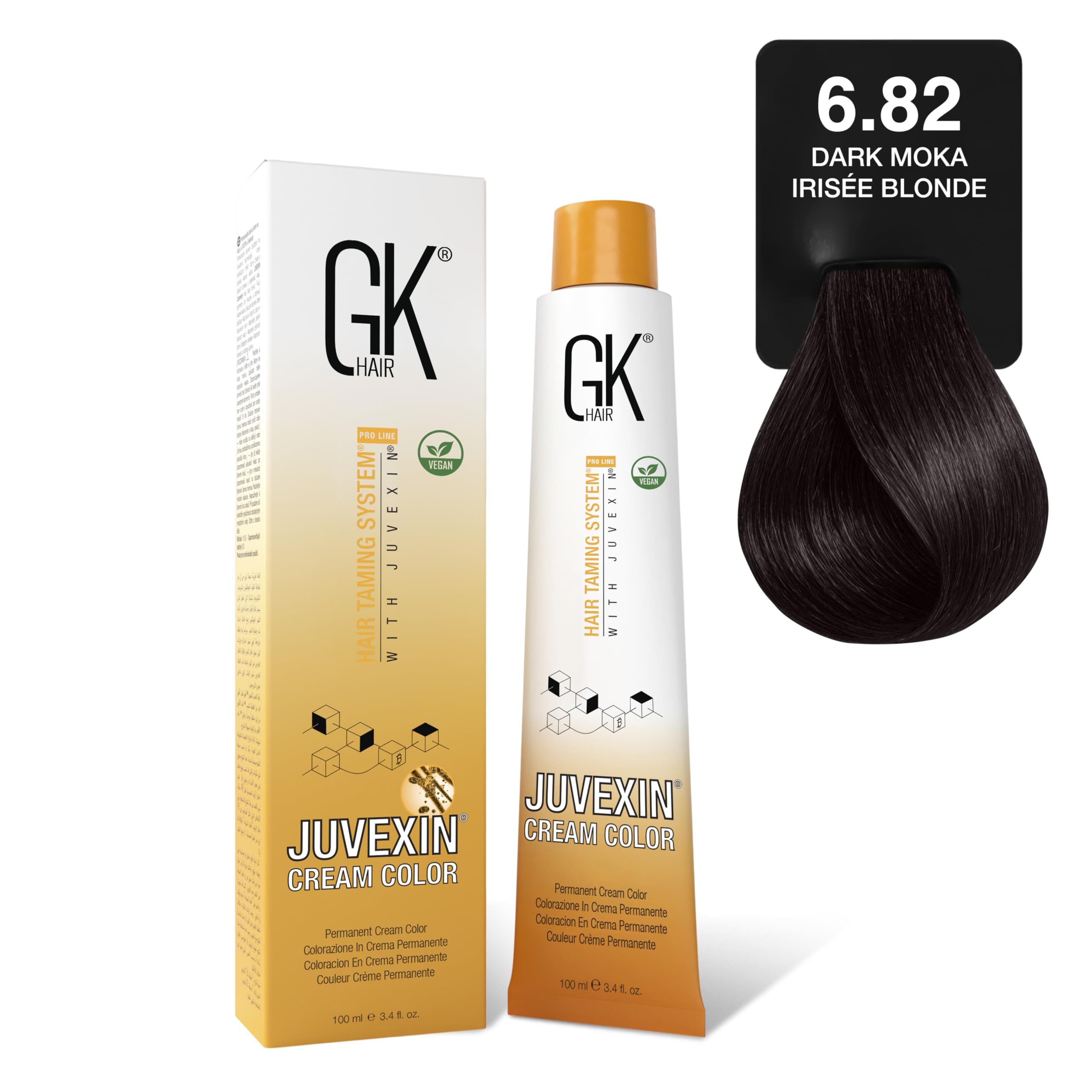 GK Hair Dark Moka Irisée Blonde 6.82 Hair Color 100ml | Haarfarbe Creme zur individuellen Farbgestaltung mit cremiger Textur und einfacher Anwendung