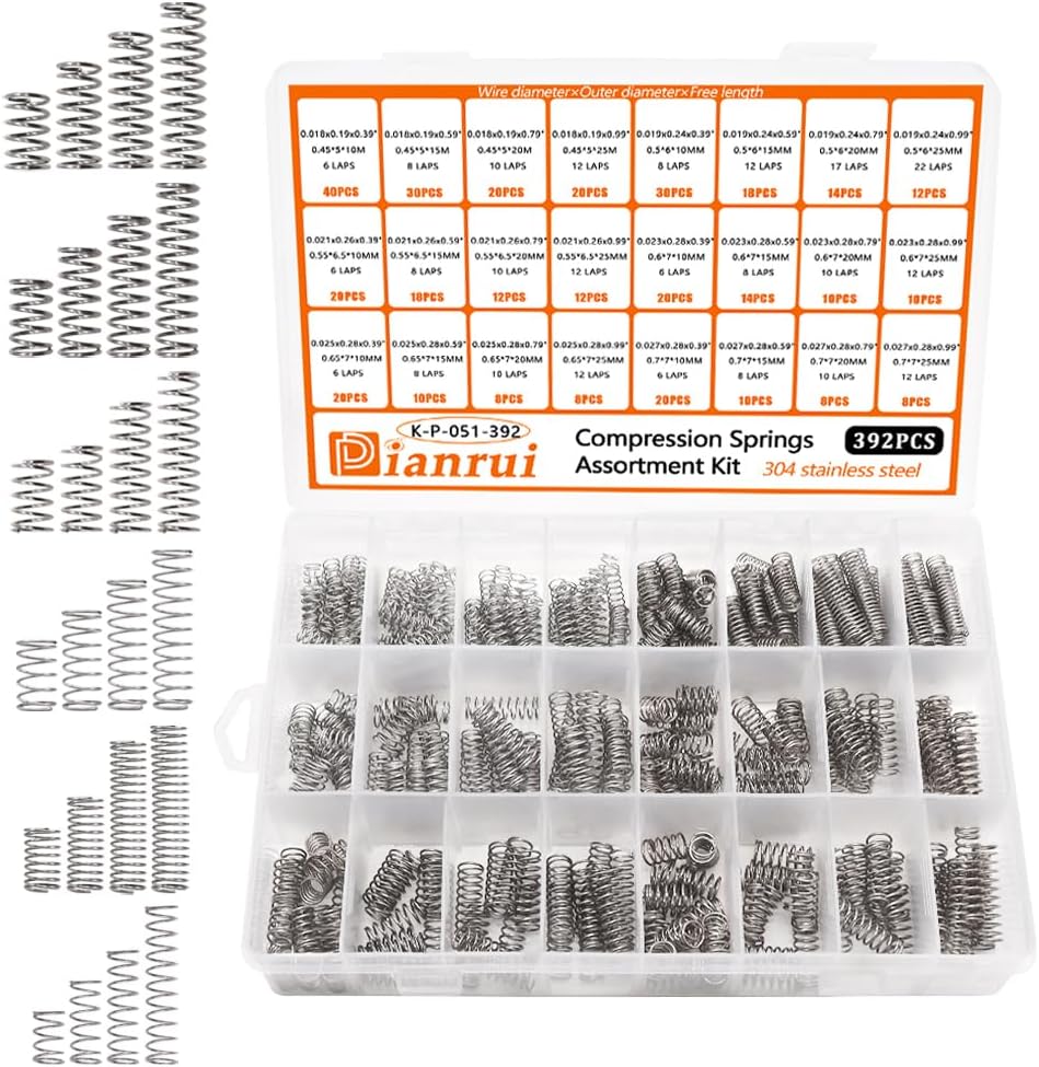 392PCS Compression Springs Assortment Kit 24 Different Sizes