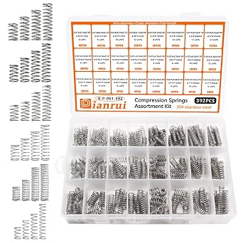 Dianrui 392PCS Compression Springs Assortment Kit 24 Different Sizes Spring Stainless Steel Mechanical Small Springs for DIY Repair Project