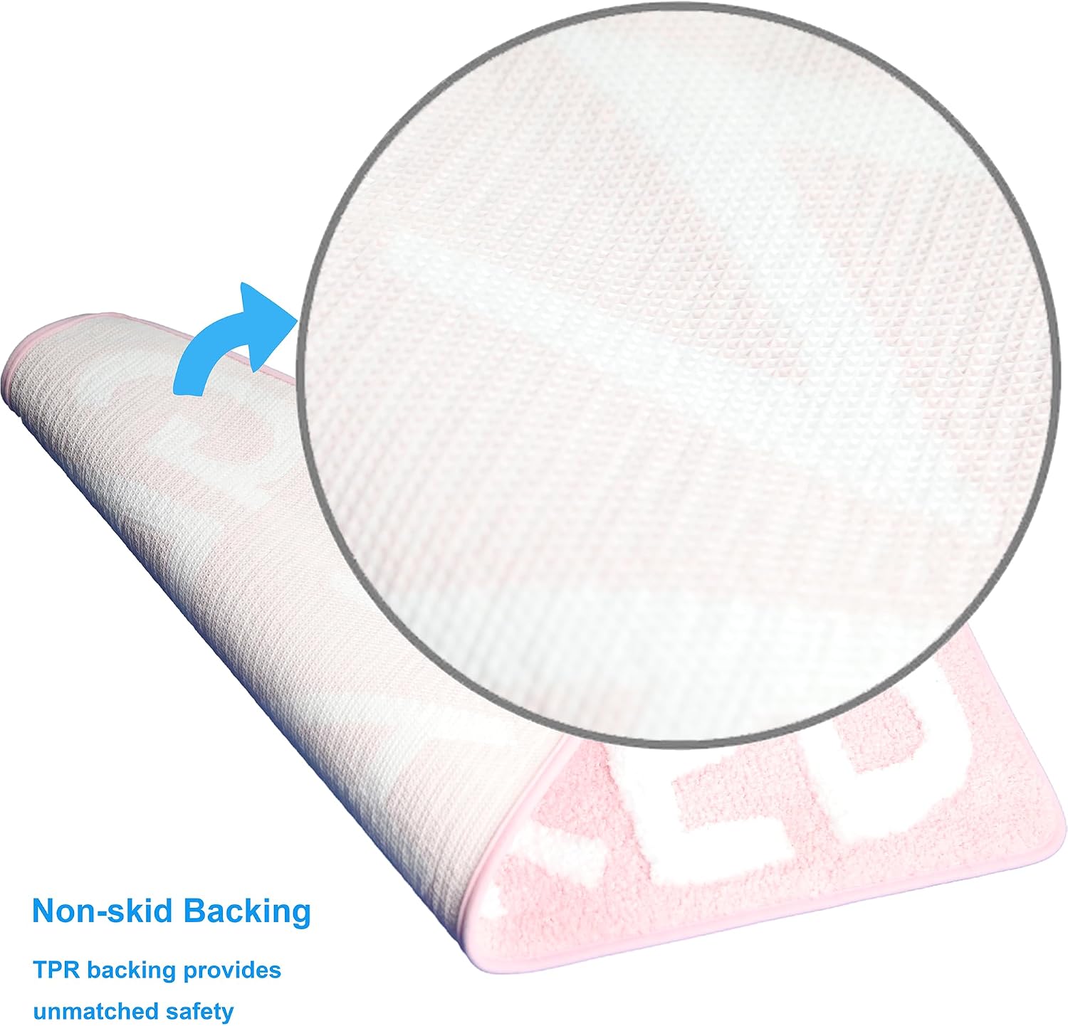 Get Naked Bath Mat, Soft Microfiber Bathroom Rug, Non-Slip TPR Backing, Ultra Absorbent Washable Bath Rug for Shower Tub Sink Bedroom Kitchen Indoor Home Decor, 24x16 Inch Pink & White