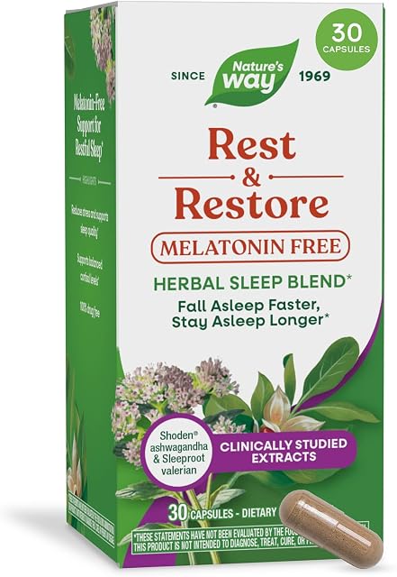 Nature’s Way Melatonin-Free Rest & Restore Sleep Supplement, Vegan
