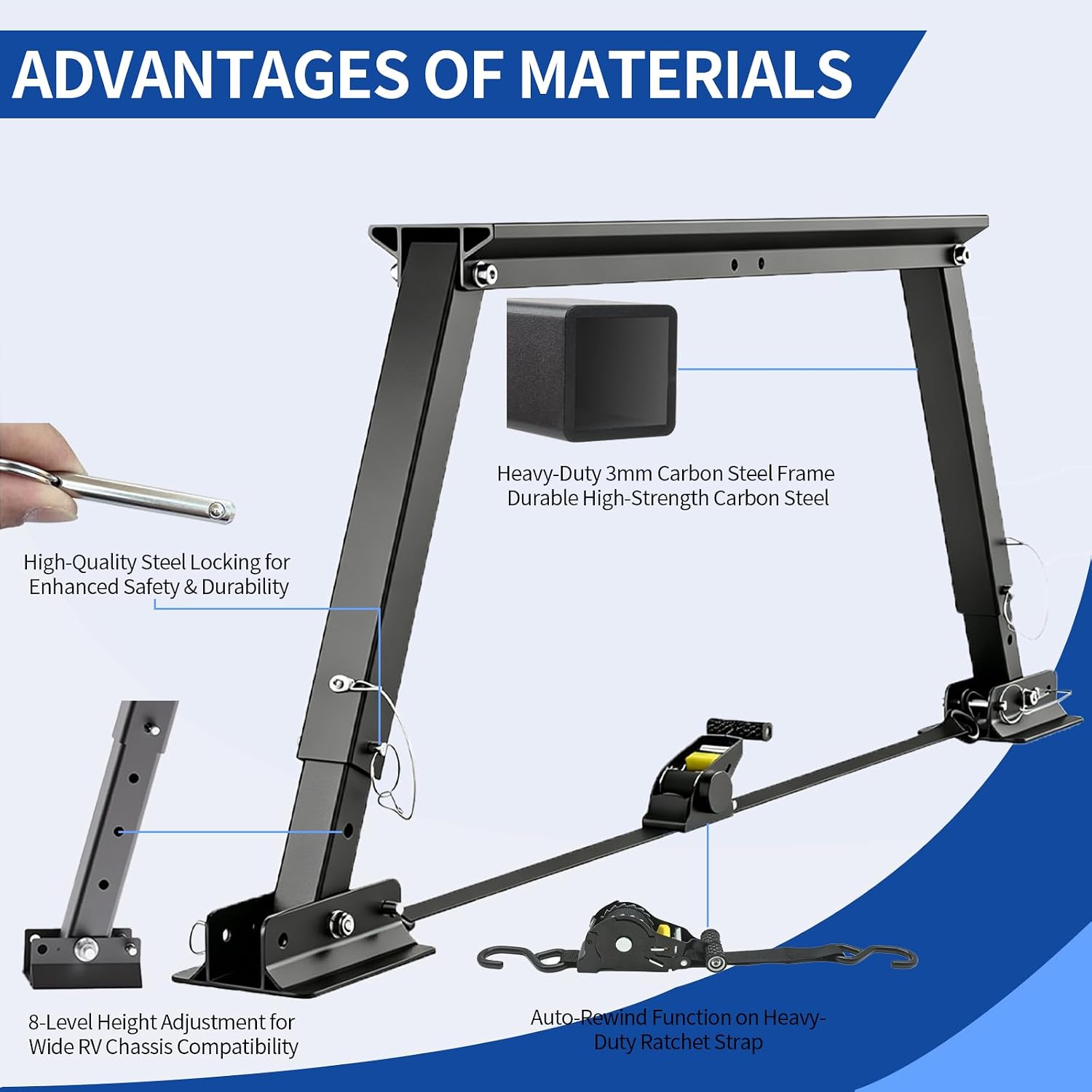 RV I-Beam Stabilizer Heavy-Duty Aluminum Adjustable for 17"-35" Frames
