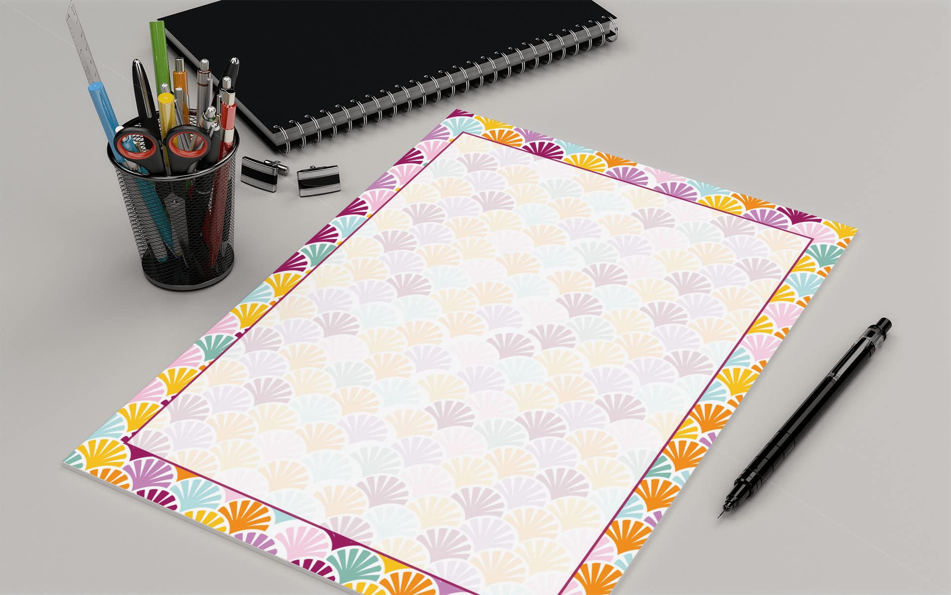 Kolorowe artykuły pa na obramowanie - 20 x 25 cm - 60 arkuszy papieru listowego - papier firmowy z obramowaniem (kolor wachlarz)