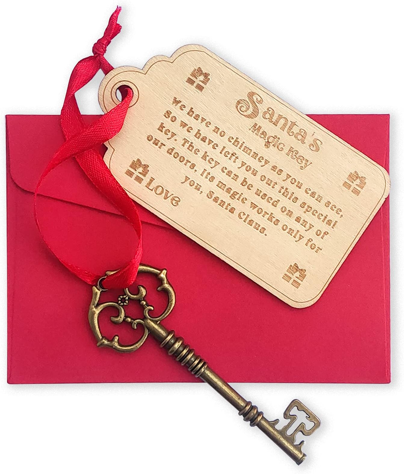 PopManko Personalised Santa Key Christmas Santas Magic Key, Christmas Eve Tradition No Chimney handmade Christmas Eve Box Fillers Gift for Kids