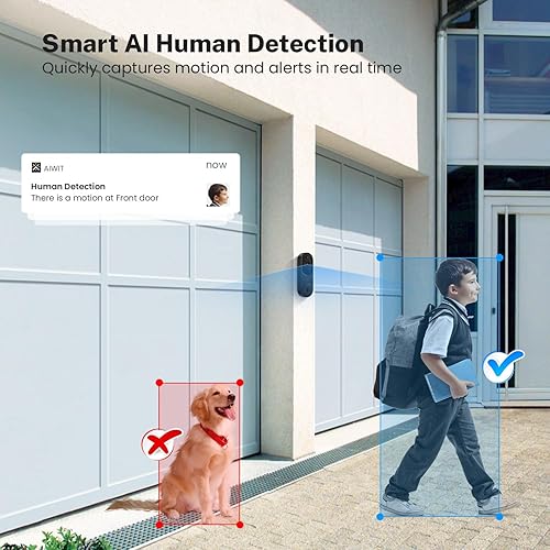 Miniatura 5 de Cámara de timbre de video de 1080p, cámara de vigilancia inalámbrica para interiores y exteriores, detección humana inteligente con inteligencia