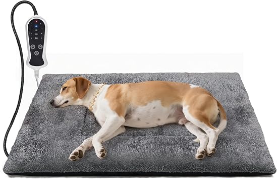 Dog Sofa Bed with Heating Pad Large Sized Dogs -Dog Sofa with Sides and Waterproof Liner, Washable Bolster Pet Bed Couch with Removable Cover, Grey L-40 * 28 * 2in