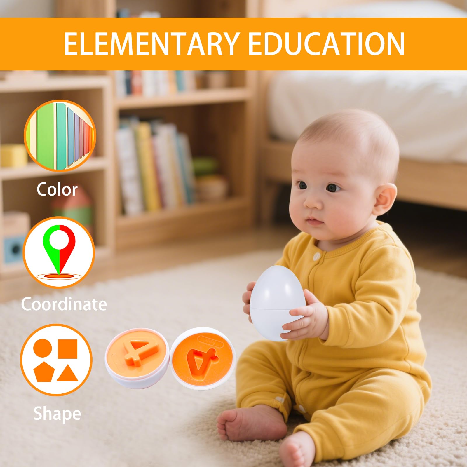 JoyGrow Uova di Abbinate Colore e Forma Riconoscimento 12pcs Montessori Uova Plastica Giocattoli Educativi per Bambini Abbinamenti Regalo Natale Viaggio Regalo Apprendimento Educativo (12PCS