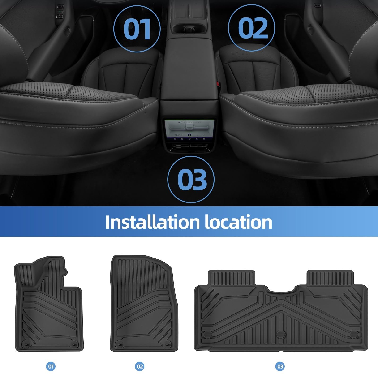 maty samochodowe Do dywaników podłogowych Xpeng P7+ 2024 | Do podkładki do bagażnika Xpeng Cargo Liner Akcesoria do wnętrza samochodu CZARNY(LHD 4PCS)