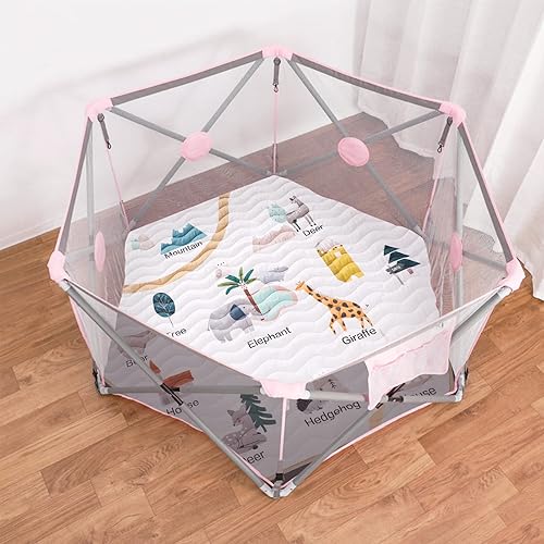 Miniatura 6 de Tapete hexagonal para corralito  Colchón de corral  Tapete de suelo para bebé regalo de 53 pulgadas  Tapete de una pieza antideslizante y cómodo