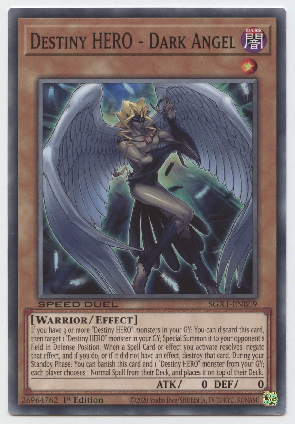 Amazon.com: Yu-Gi-Oh! Destiny Hero - Dark Angel - SGX1-ENB09