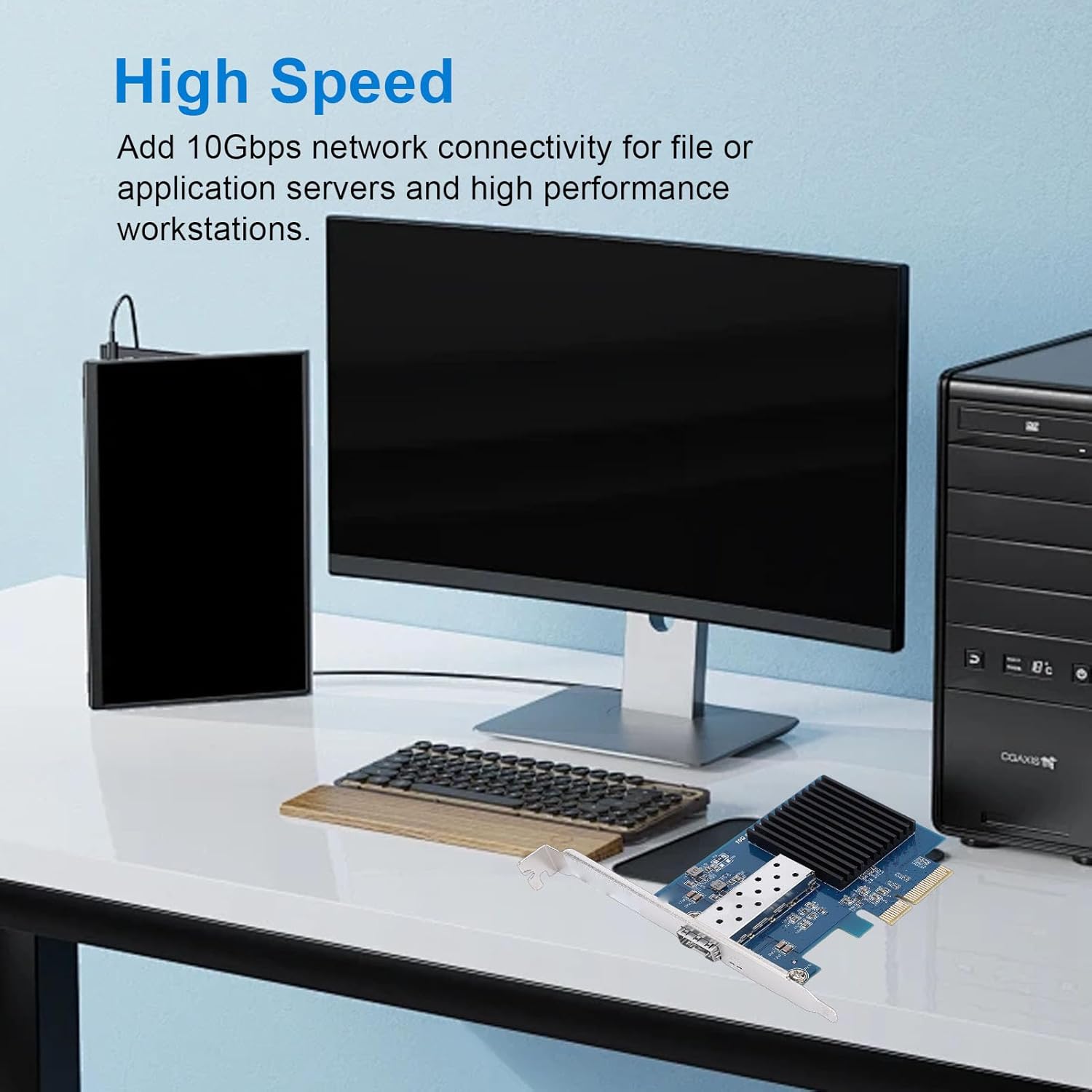 ciciglow 10Gbps PCIe Network Card, RTL8127ATF Chipset Fiber Optic Ethernet Card with Single SFP Port, PCI Express x4