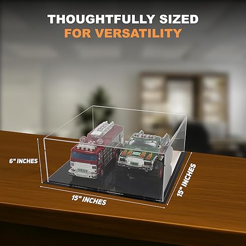 Vista 448 de Better Display Cases Versátil vitrina de acrílico transparente - Caja rectangular grande con base blanca 18" x 12" x 3" (BK09)