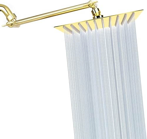 Miniatura 13 de Cabezal de ducha de lluvia con brazo de extensión ajustable de 11 pulgadas, cabezal de ducha cuadrado grande de acero inoxidable de alto flujo