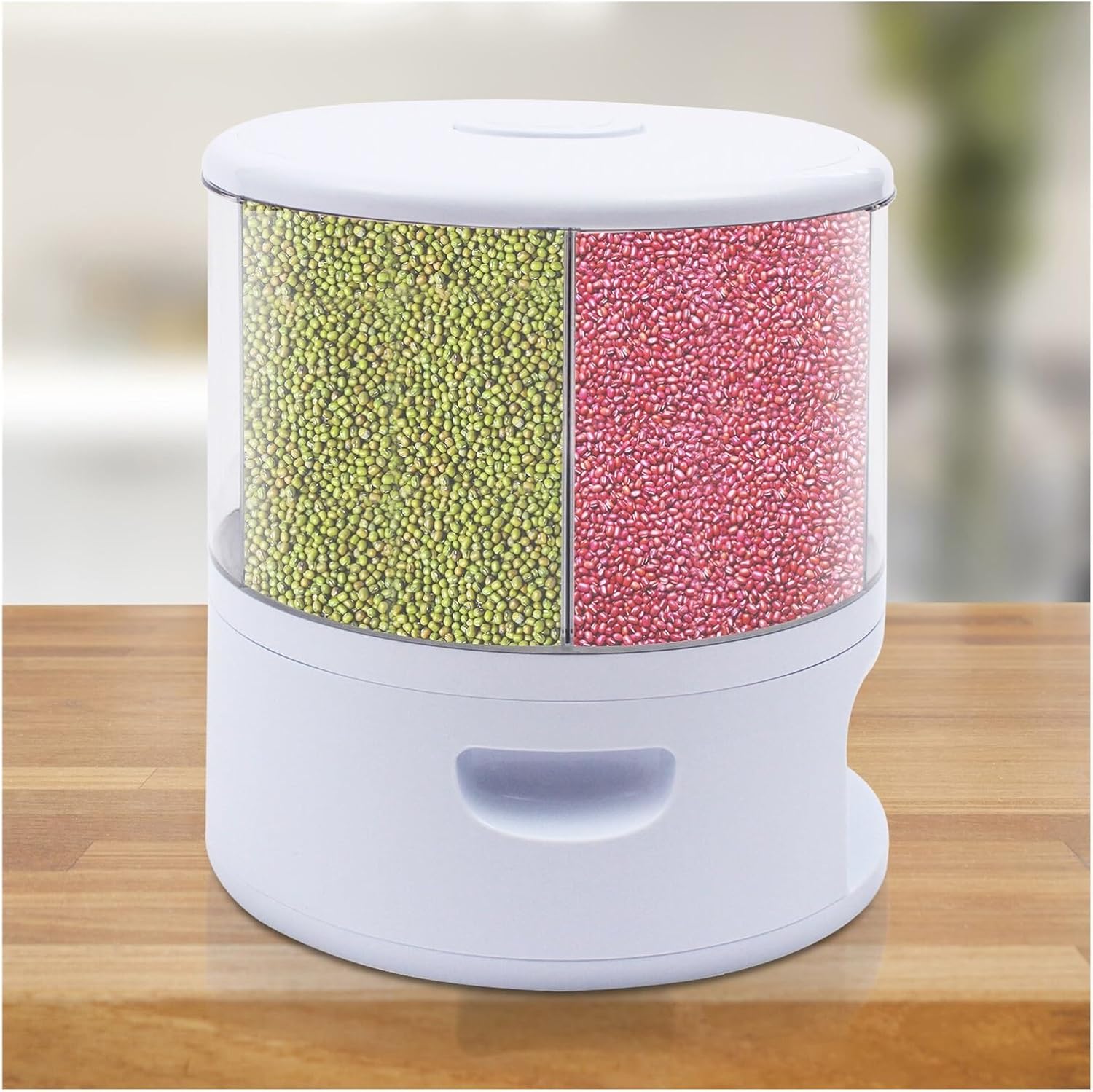 360° Rotating Cereal Dispenser - 11KG Capacity Rice Grain Storage Container for Kitchen Organization