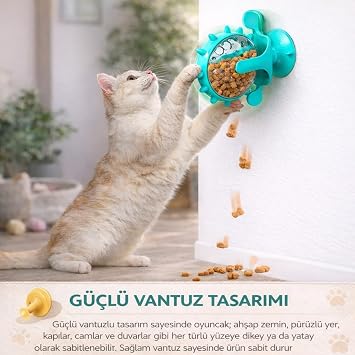 TriLine Akıllı Kedi Oyuncağı Mama Dağıtıcı Zeka Geliştirici İnteraktif Yavaş Besleme Özellikli Kedi ve Köpek İçin