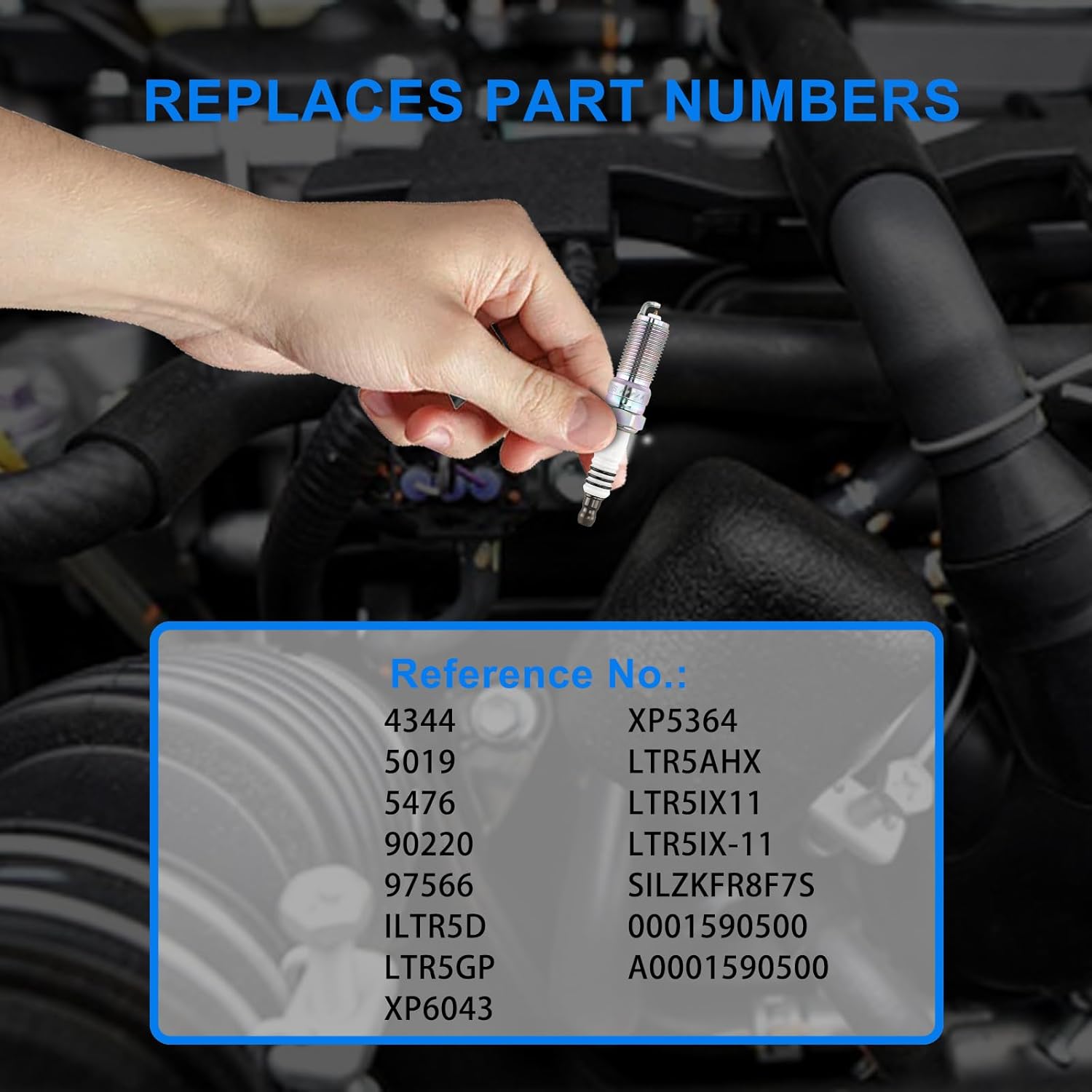 Iridium Spark Plugs Bujias Compatible with Chevy Equinox 2010-2017 for Malibu 2008-2015 for Ford E scape 2009-2017 for GMC Terrain 2010-2017 Replaces 4344 5019 90220 ILTR5D LTR5GP LTR5IX11 Set of 4