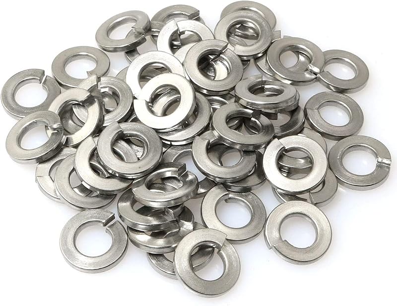 50pcs 1/4 Inch 304 Stainless Steel Spring Washer Split Lock Washers, Silver