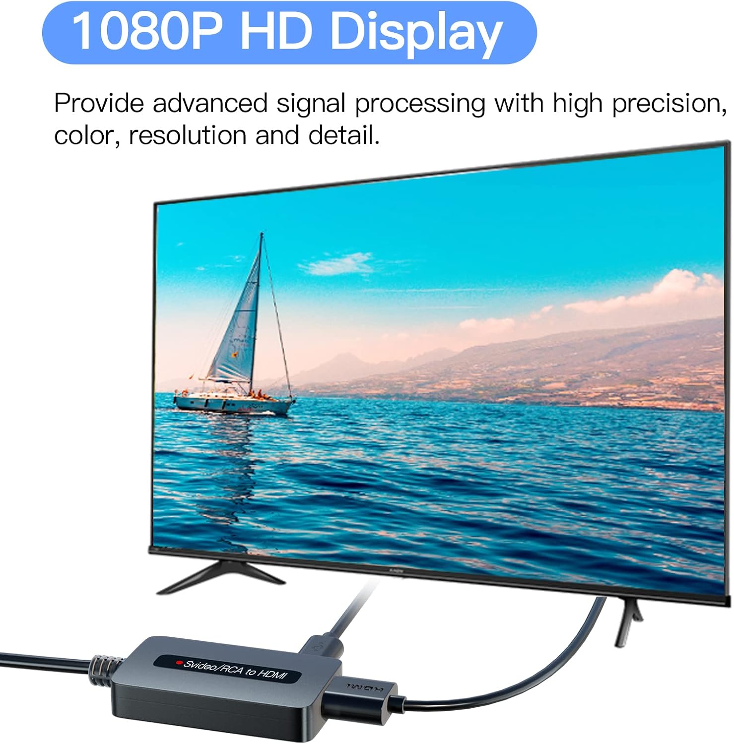 RCA Svideo to HDMI Converter with HD Cable(RCA and Svideo Integrated), CVBS Composite AV to HDMI Converter