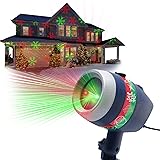 Star Shower Spectacular Christmas Laser Light Show, AS SEEN ON TV, 8 Holiday Images, Projects & Covers Up to 3200 sq ft, Decorate in Seconds, Includes Lawn Stake, Green, Red or Red & Green Lasers