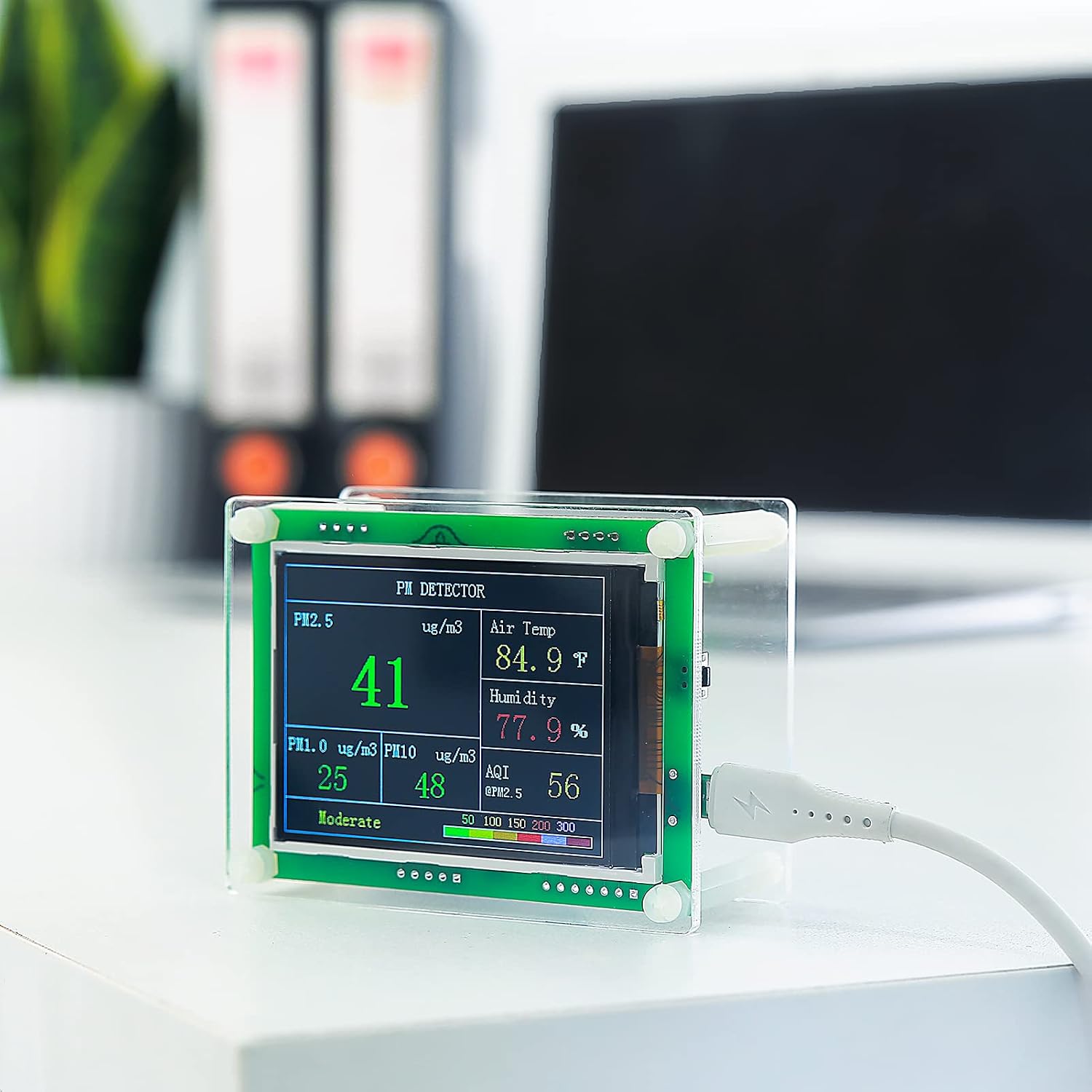 Air Quality Monitor pm2.5 pm10 pm1.0 Detector Indoor air Quality Test kit for Cars ,Home,Office,Hotel etc (PM2.5,AQI)