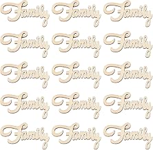 Amosfun 2x1.1'' Wedding Wooden Cutouts Mini Family Wooden Slices Embellishments for DIY Craft Decorations 15pcs