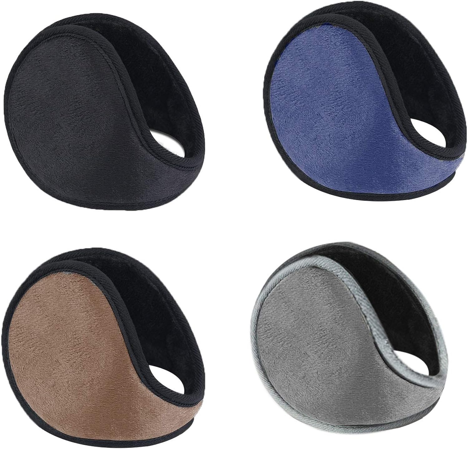 WeiMeet 4 Pieces Unisex Fleece Earmuffs Foldable Earmuffs Winter