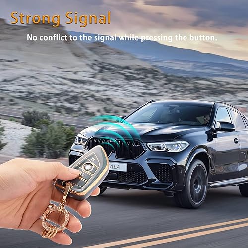 Miniatura 3 de EKALA Funda para llavero BMW Bling Gold White Key Fob Funda suave TPU Protección completa Smart Key Fob Case Compatible con BMW X1 X2 X3 X5 X6 2 5 6