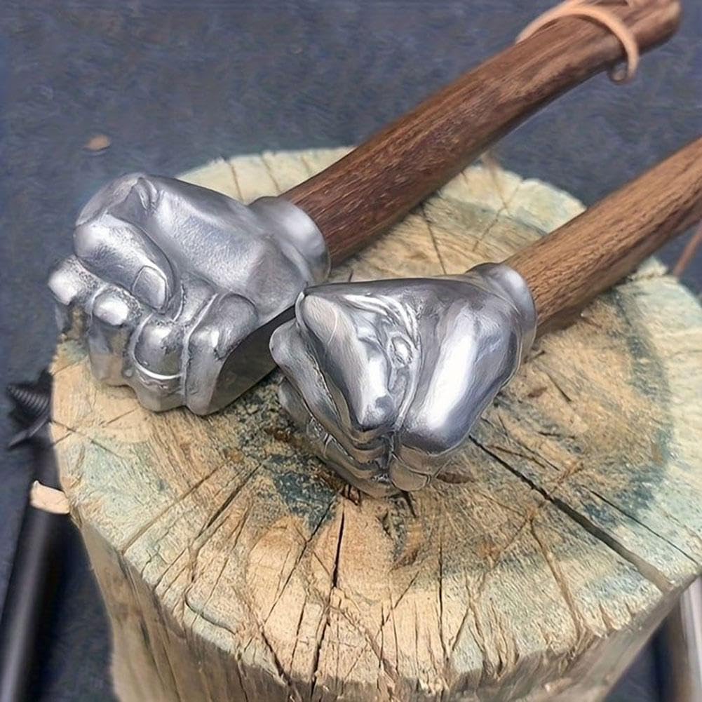 Marteau de poing décoratif – Marteau en forme de poing/pouce/os, tête en acier inoxydable et poignée en bois, art de collection pour la maison/le bureau, outil fonctionnel multifonction pour tâches