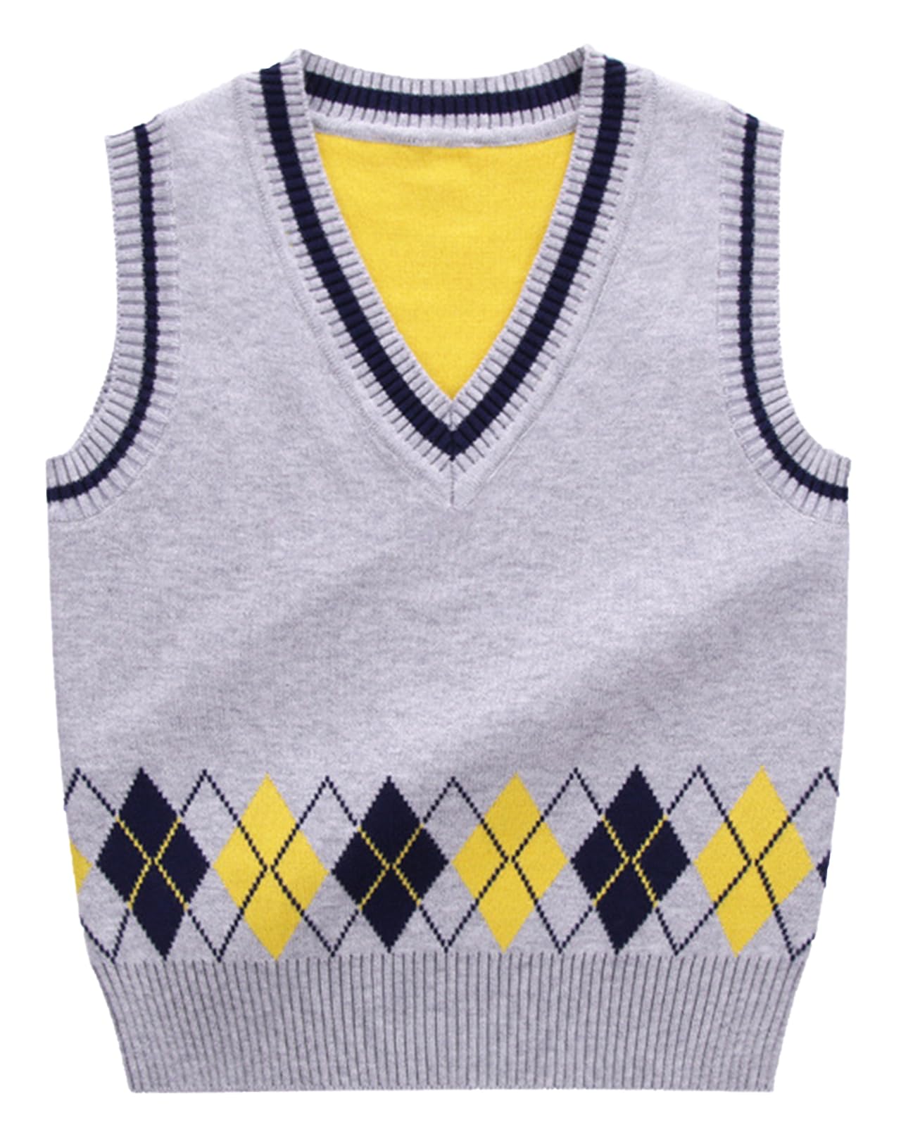 Yimutian Chaleco de Punto sin Mangas para Niños y Niñas, Jersey de Uniforme con Cuello en V de Primavera y Otoño