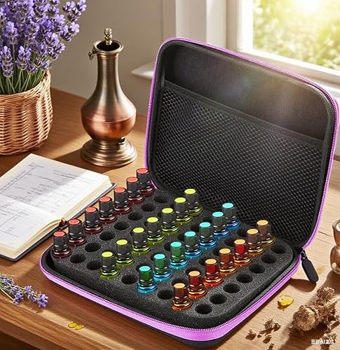 Miniatura 10 de Bolsa de almacenamiento de aceites esenciales, 63 ranuras, portátil, para aromaterapia, bolsa de almacenamiento de aceites esenciales, a prueba de
