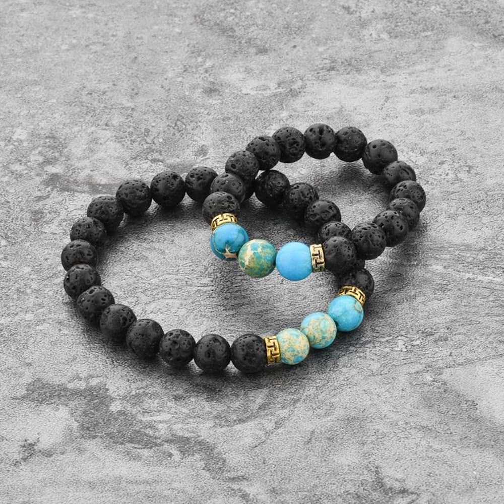 Kids and Adult Matching Lava Rock Beaded Bracelets Essential Oil Diffuser Set for Aromatherapy Ideal for Anti-Stress or Anti-Anxiety