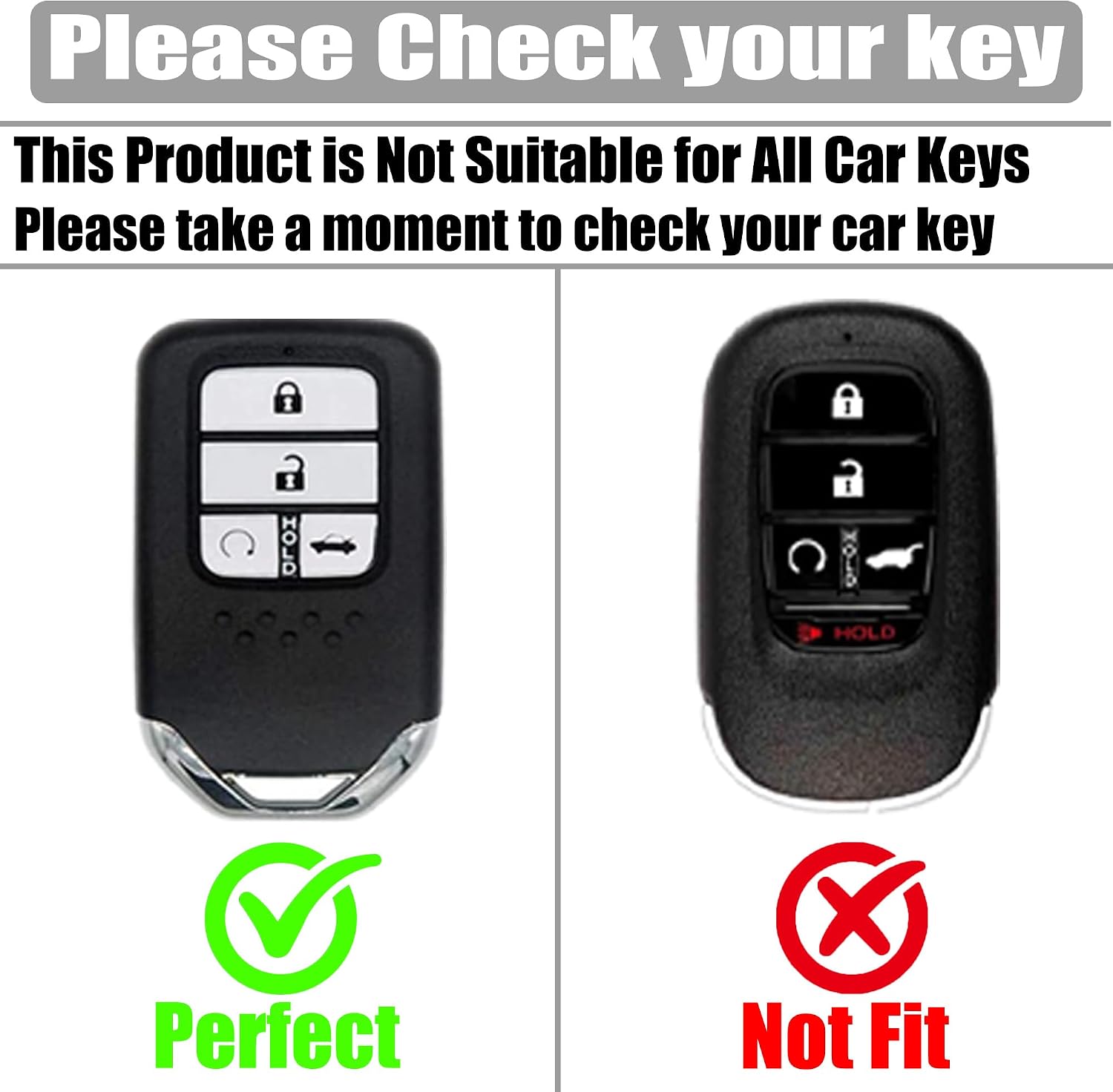 Soft TPU & Leather Key Fob Cover Compatible with Honda 5-Button image 2