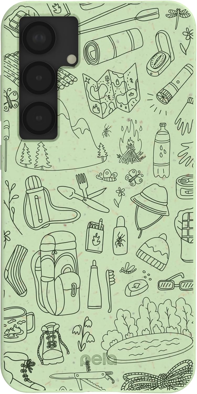 Pela | Phone Case Compatible with Samsung Galaxy S25 Ultra | Landscape and Mountains Collection | Supports Wireless Charging | Cute Eco Friendly | Black Night Trails