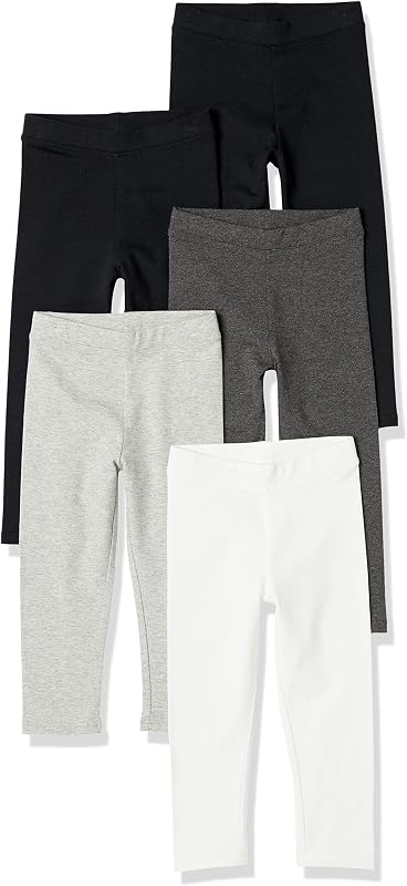 Leggings elásticos de algodón para niña de Amazon Essentials, paquetes múltiples