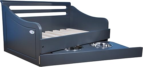 Miniatura 9 de Iconic Pet Sassy Paws - Cama multiusos de madera para mascotas con alimentador, color gris carbón, pequeña, comodidad elegante para tu mascota