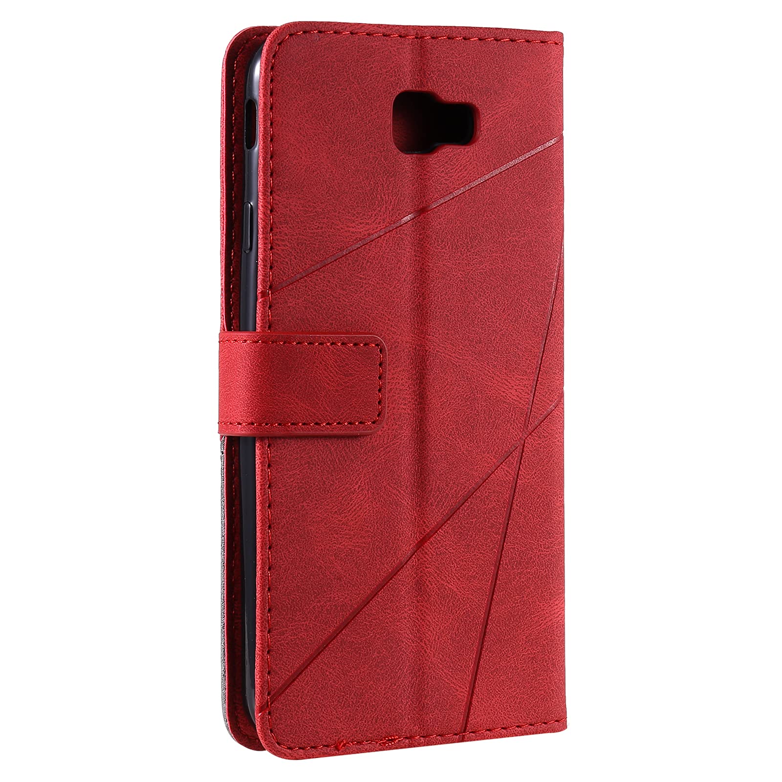 SONWO Case for Galaxy J7 Prime/Galaxy On 7 Case, Premium Leather Flip Wallet Case Magnetic Closure Card Slots Kickstand Phone Case for Galaxy J7 Prime/Galaxy On 7, Red - Image 3
