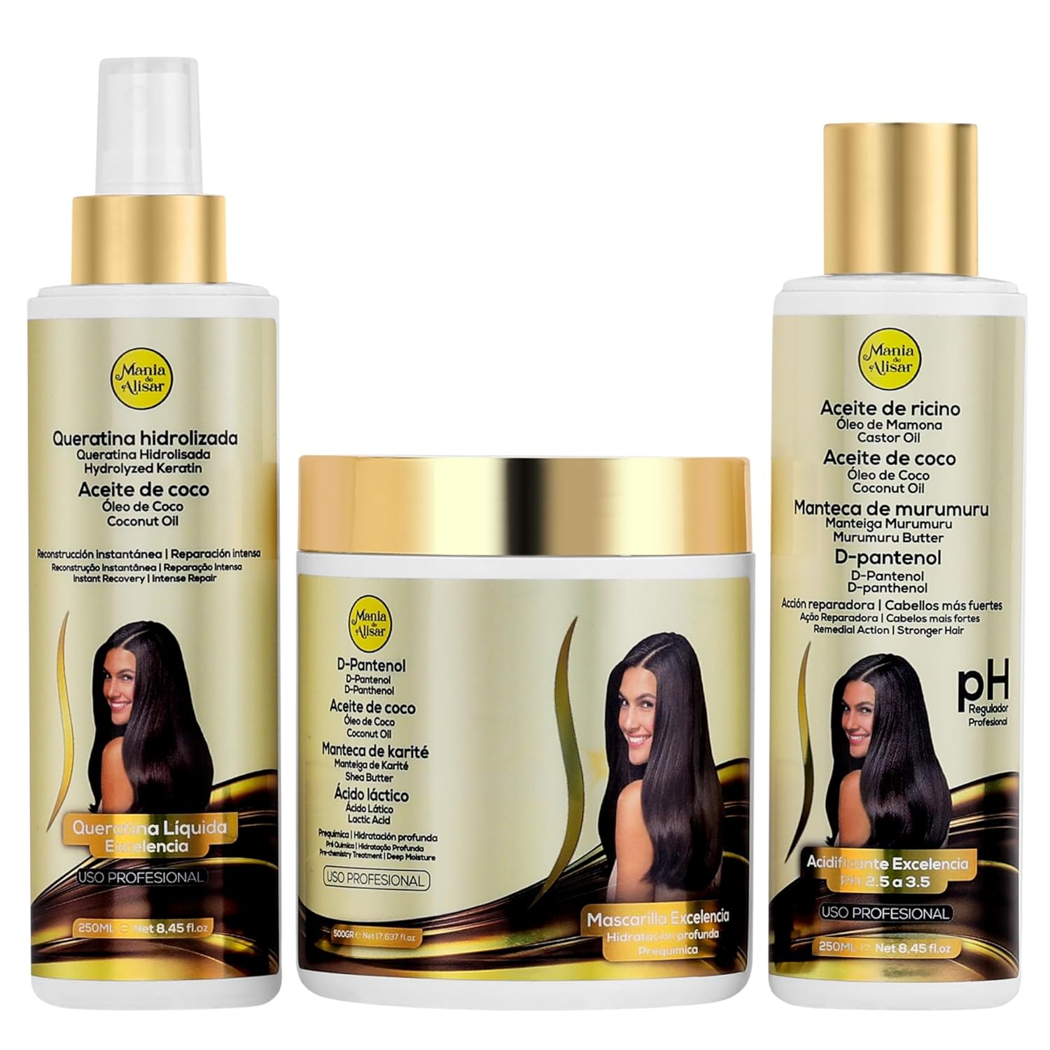 Deep hydration mask kit with hair acidifier, D-Panthenol, Coconut Oil, Shea Butter (17 fl.oz / 500 g)