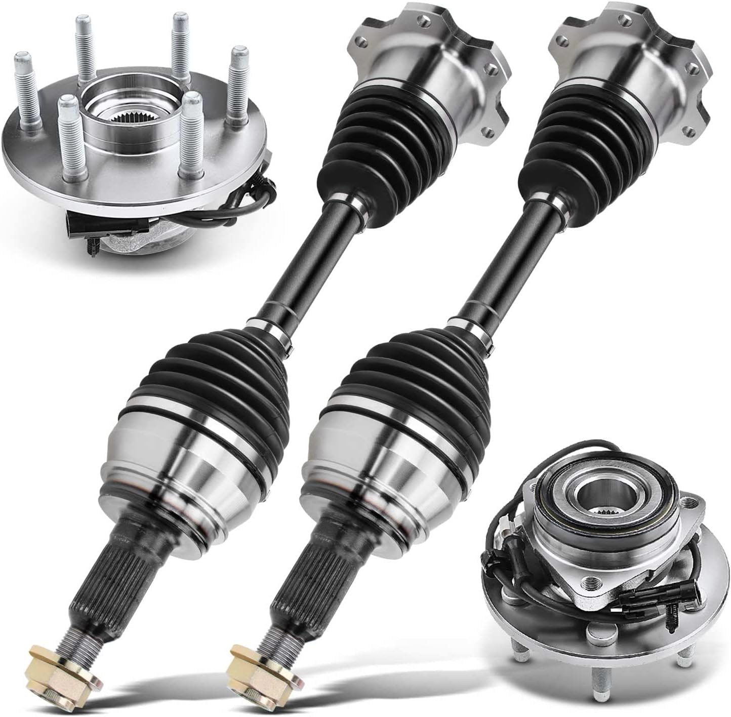 A-Premium Pair [4] Front CV Axle Shaft & Wheel Bearing and Hub Assembly Compatible with Cadillac Escalade & Chevrolet Silverado 1500, Tahoe & GMC Sierra 1500, Yukon & More