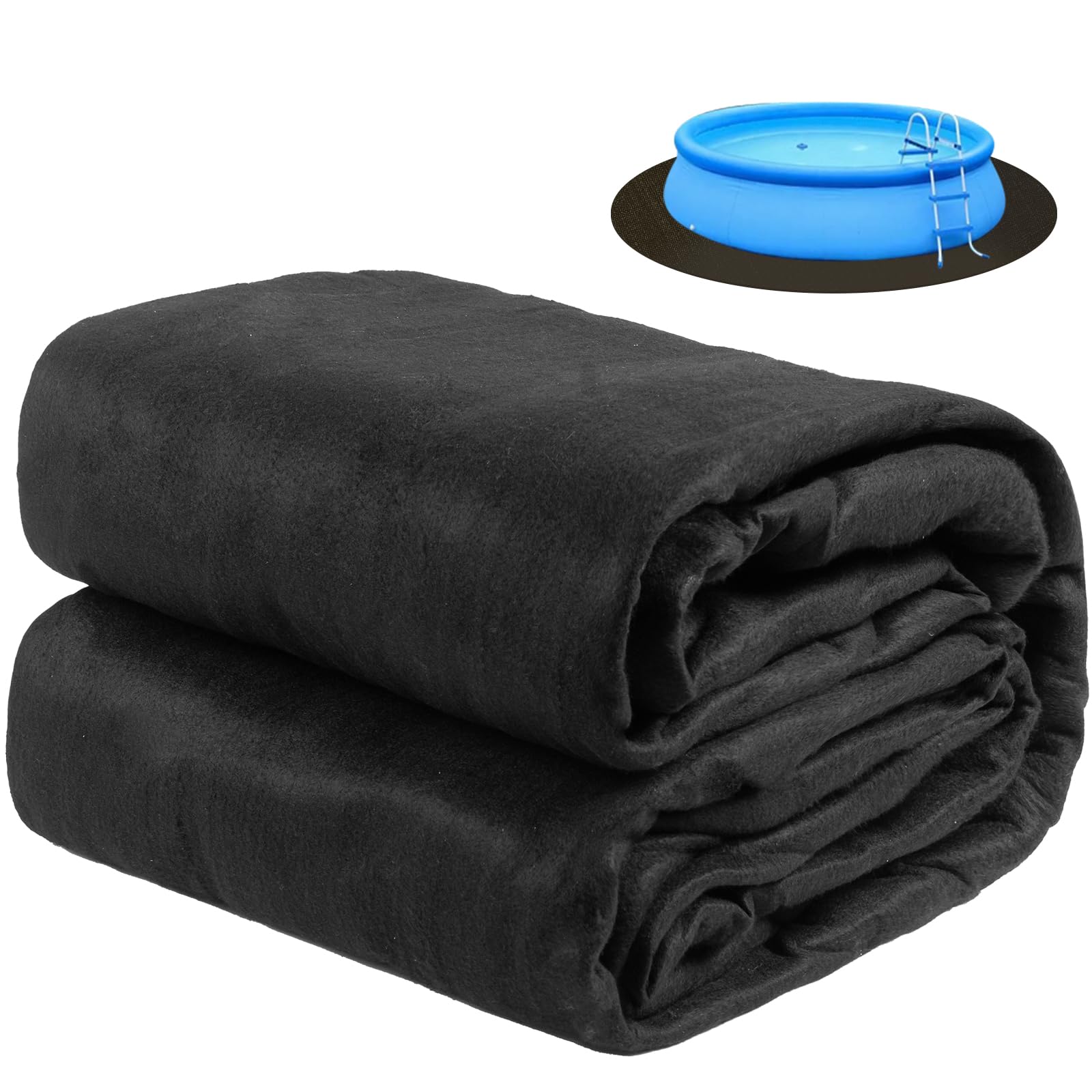 Tapis rond de 3 m pour piscine hors sol, matériau géotextile durable, coussinets de doublure pour résistance aux perforations, prolonge la durée de vie de la doublure, noir