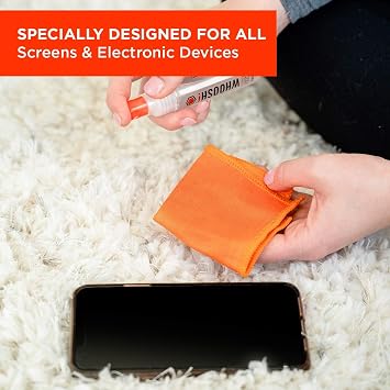 WHOOSH! Screen Cleaner Spray & Microfiber Cloths Bundle | 3.4, 2 & 0.3 fl oz + 4 Microfiber Cloths (6x6)
