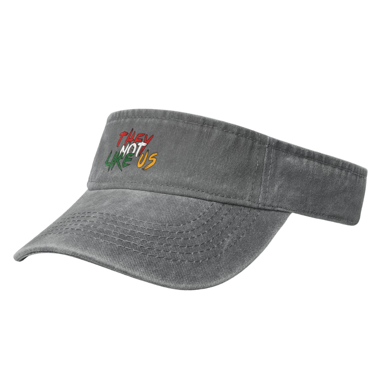 They-Not-Like Us Juneteenth 1865 Freedom Day Denim Visor Hat Golf Sports Empty Top Cap Men Women Gray