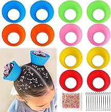 XANGNIER Hair Accessories Kits for Girls,Women,Kids,12 Pcs Cupcake Liners Hair Accessories Decorations for Crazy Day with 12 Clips and Silicone Decorative Granules