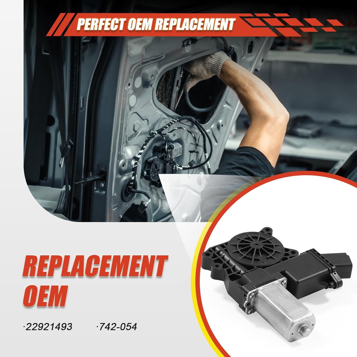 Front Driver Side Window Motor Compatible with GMC Sierra 1500/2500/3500 HD, Yukon XL, fit for Chevy Silverado 1500/2500/3500 HD, Tahoe, fit for Cadillac Escalade ESV - Replaces #22921493