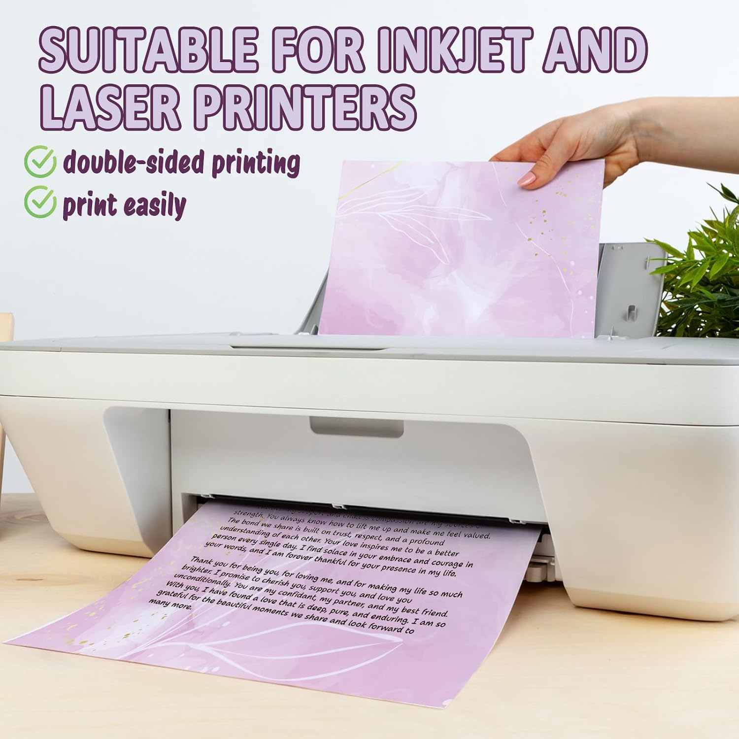 60 sheets Decorative Watercolor Stationery Paper, 12 Designs Double-Sided, Colored Paper for Writing Letters and Invitations, Scrapbook, Printer Paper for Business or Personal Use, 8.5 x 11 In image 5