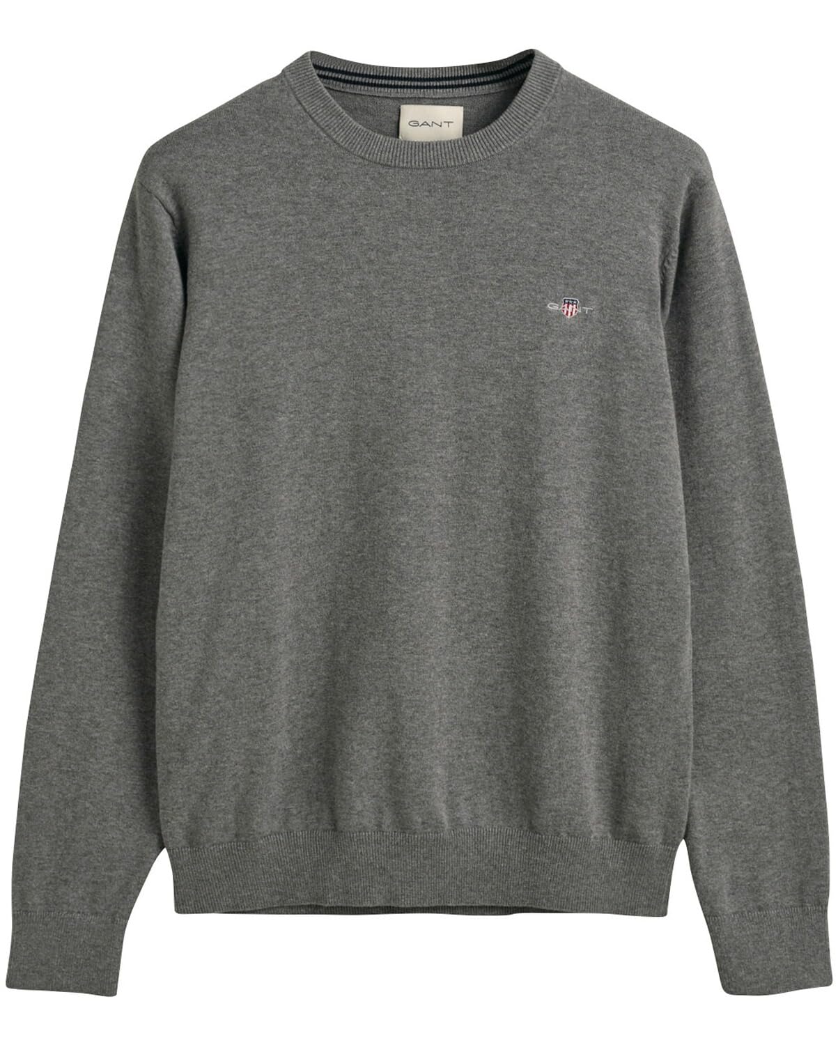GANT Mens Cotton Crew Neck Sweater - Grey Melange092 - S